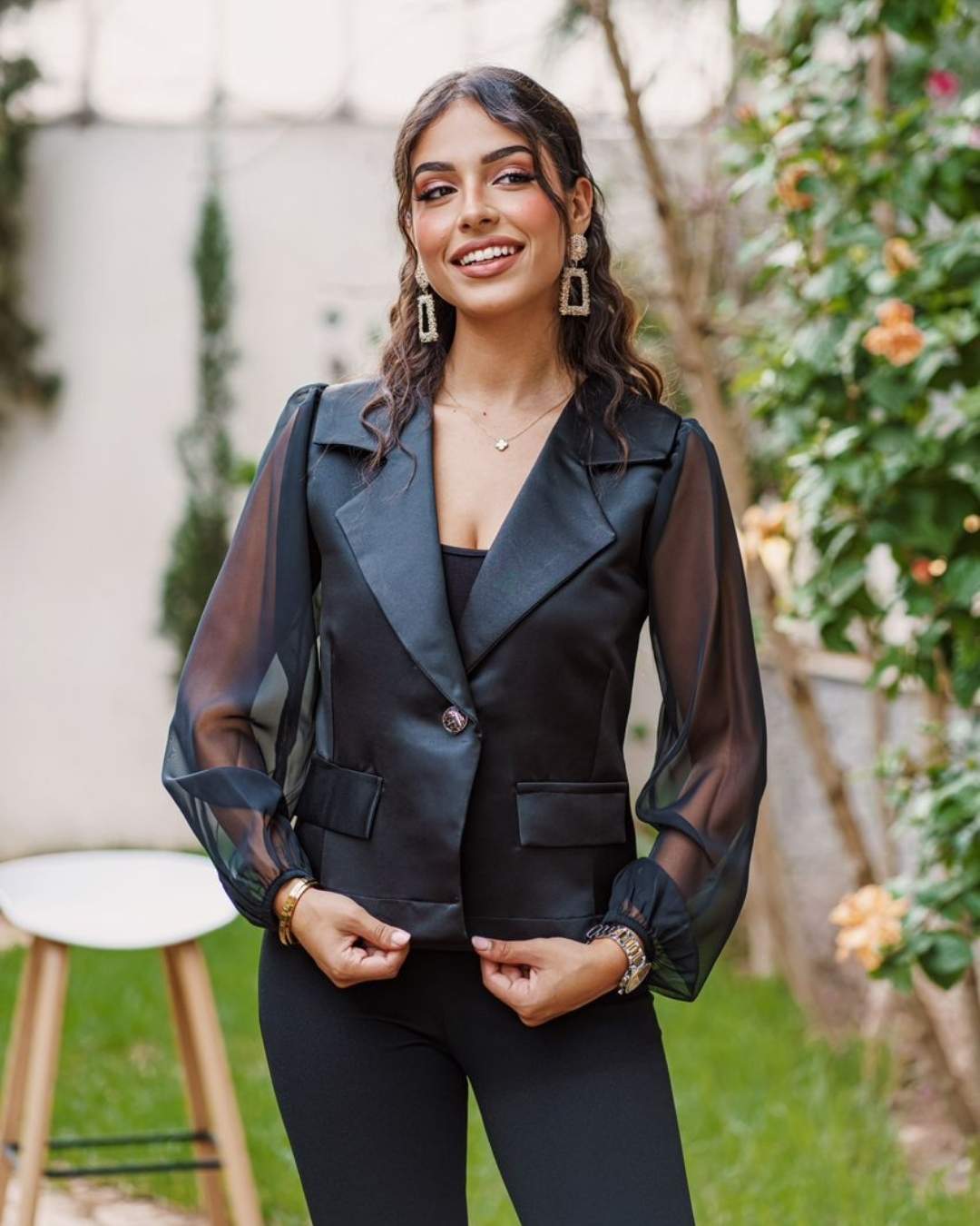 Blazer à manches transparentes