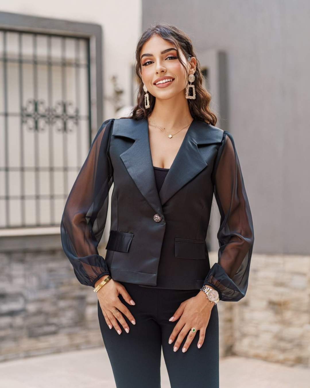 Blazer à manches transparentes