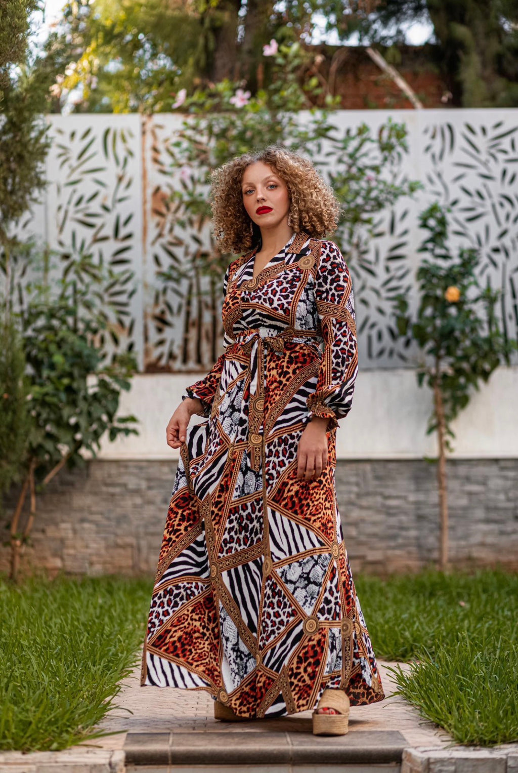 Robe col blazer imprimé animal