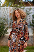 Robe col blazer imprimé animal