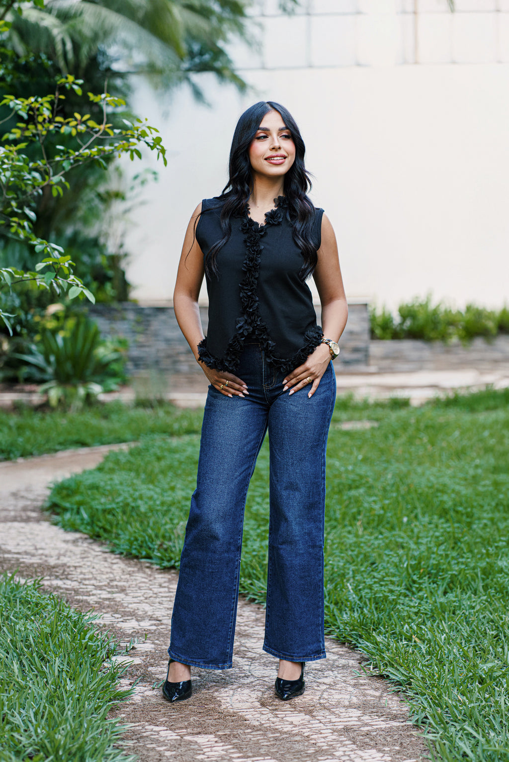 Haut à fleur texturés 3D