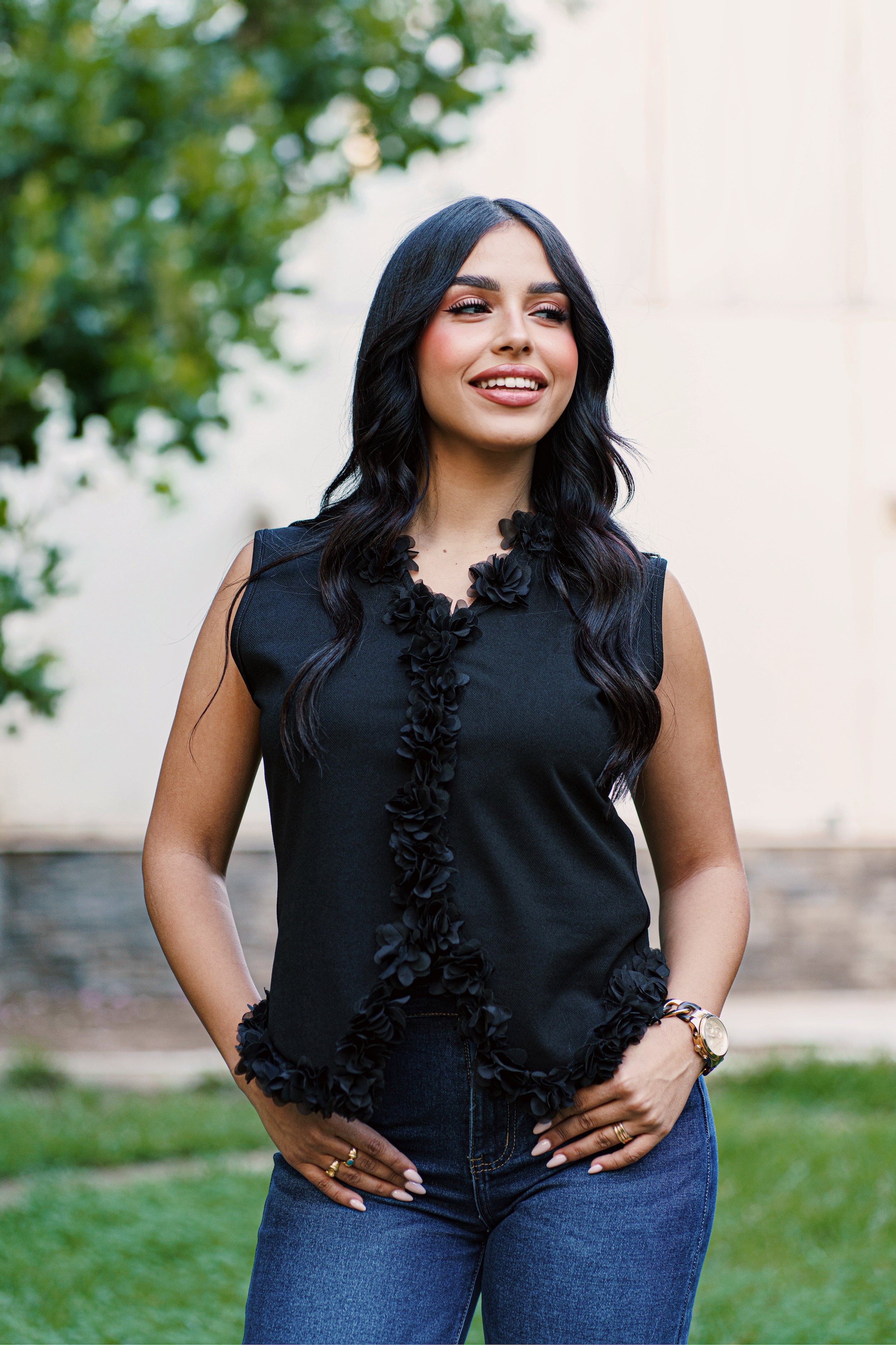 Haut à fleur texturés 3D